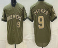 Milwaukee Brewers #9 Bob Uecker Olive MWATKINS 2026 Armed Forces Day Jersey