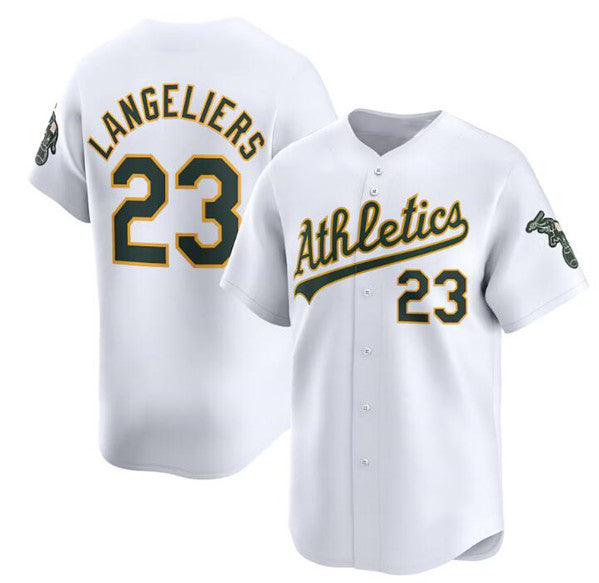 Oakland Athletics #23 Shea Langeliers White MWATKINS Home Limited Stitched Jersey