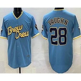 Milwaukee Brewers #28 Andrew Vaughn Powder Blue MWATKINS 2022 City Connect Cool Base Jersey