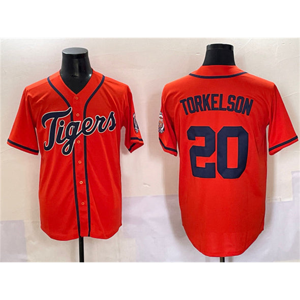 Detroit Tigers #20 Spencer Torkelson Orange MWATKINS With Patch Cool Base Stitched Jersey