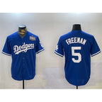 Los Angeles Dodgers #5 Freddie Freeman Blue MWATKINS 2024 World Series Cool Base Stitched Jersey