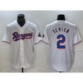 Texas Rangers #2 Marcus Semien White MWATKINS 2023 World Series Champions Cool Base Jersey