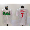 Philadelphia Phillies #7 Trea Turner White Green MWATKINS Cool Base Stitched Jersey 2
