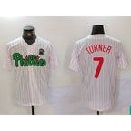 Philadelphia Phillies #7 Trea Turner White Green MWATKINS Cool Base Stitched Jersey 2