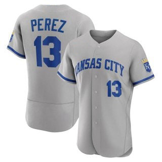 Kansas City Royals #13 Salvador Perez Grey MWATKINS Flex Base Stitched Jersey