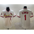 St. Louis Cardinals #1 Ozzie Smith White MWATKINS With Patch Stitched Jersey