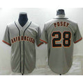 San Francisco Giants #28 Buster Posey Grey MWATKINS Stitched Cool Base Jersey