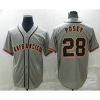San Francisco Giants #28 Buster Posey Grey MWATKINS Stitched Cool Base Jersey