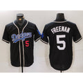 Los Angeles Dodgers #5 Freddie Freeman Number Black MWATKINS Cool Base With Patch Stitched Jersey 2