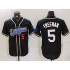 Los Angeles Dodgers #5 Freddie Freeman Number Black MWATKINS Cool Base With Patch Stitched Jersey 2