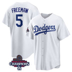 Los Angeles Dodgers #5 Freddie Freeman White MWATKINS 2024 World Series Champions Cool Base Stitched Jersey