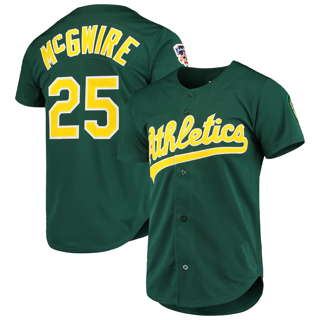 Oakland Athletics #25 Mark McGwire Mitchell & Ness Green MWATKINS 1997 Cooperstown Collection Authentic Jersey