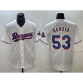 Texas Rangers #53 Adolis Garcia White MWATKINS 2023 World Series Champions Cool Base Jersey