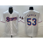 Texas Rangers #53 Adolis Garcia White MWATKINS 2023 World Series Champions Cool Base Jersey