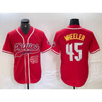 Philadelphia Phillies #45 Zack Wheeler Number Red MWATKINS Cool Base Stitched Jerseys
