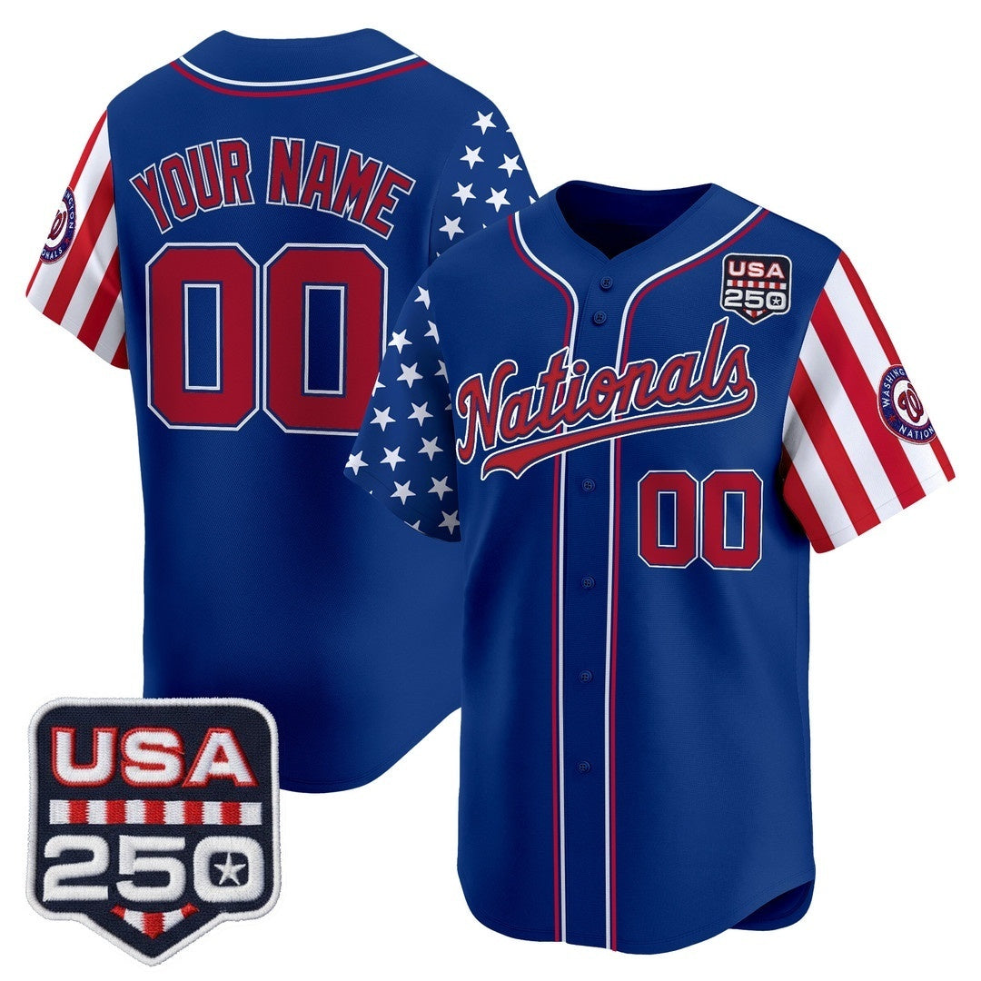 Custom Washington Nationals America 250 Edition Vapor Premier Limited Royal MWATKINS Stitched Jerseys