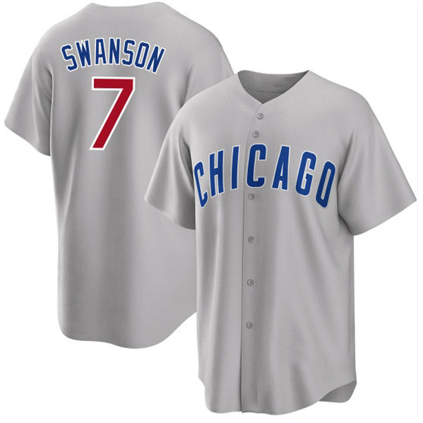 Chicago Cubs #7 Dansby Swanson Gray MWATKINS Cool Base Stitched Jersey