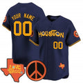 Custom Houston Astros Love Street & Peace Sign Patch Vapor Premier Limited Jersey V2 ¨C Navy MWATKINS