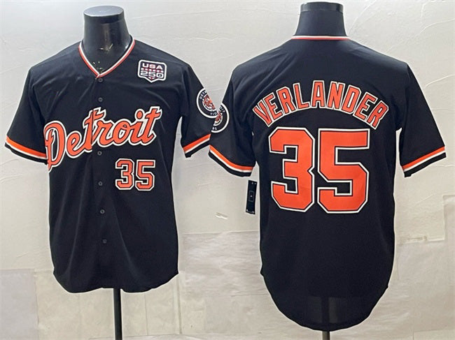 Detroit Tigers #35 Justin Verlander Navy MWATKINS 2026 Alternate USA 250' Patch Vapor Premier Limited Stitched Jersey