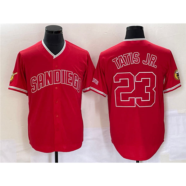 San Diego Padres #23 Fernando Tatis Jr. Red MWATKINS Cool Base Stitched Jersey