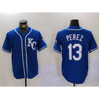 Kansas City Royals #13 Salvador Perez Blue MWATKINS KC Cool Base Stitched Jersey