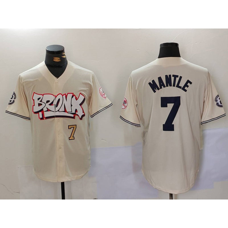 New York Yankees #7 Mickey Mantle Cream MWATKINS Limited Stitched Jerseys