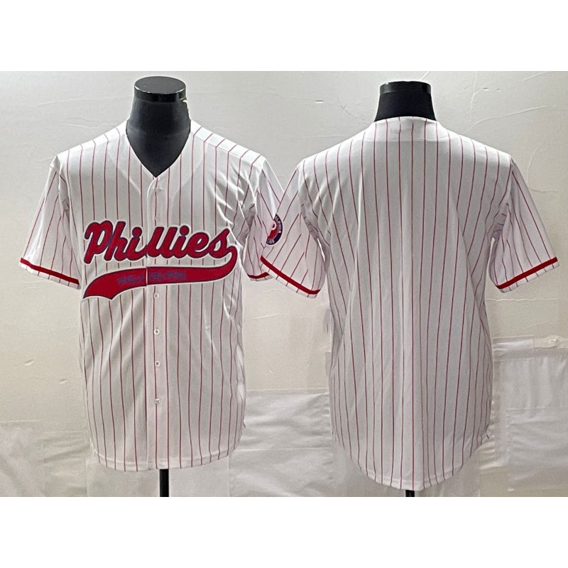 Philadelphia Phillies Blank White MWATKINS Pinstripe Cool Base Stitched Jersey