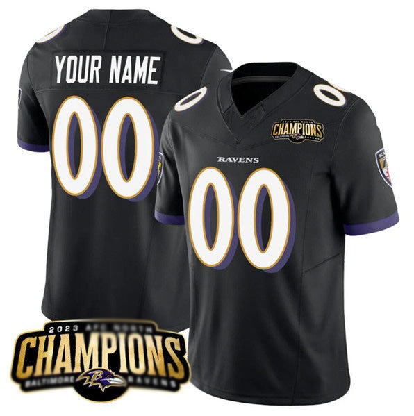 Custom B.Ravens Active Player Black MWATKINS 2023 F.U.S.E. AFC North Champions Vapor Limited Stitched Jersey
