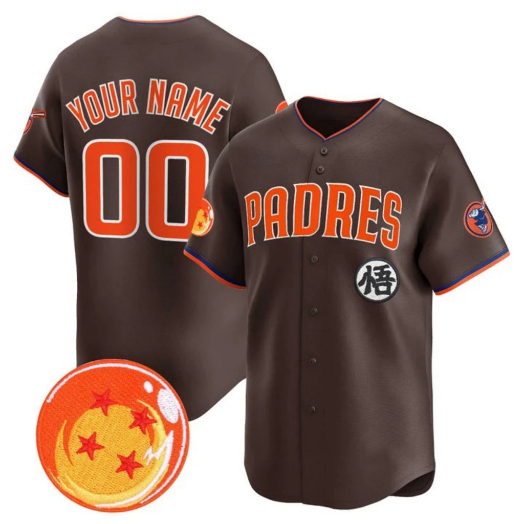 Custom San Diego Padres x Dragon Ball Brown MWATKINS Vapor Premier Limited Jersey - All Stitched
