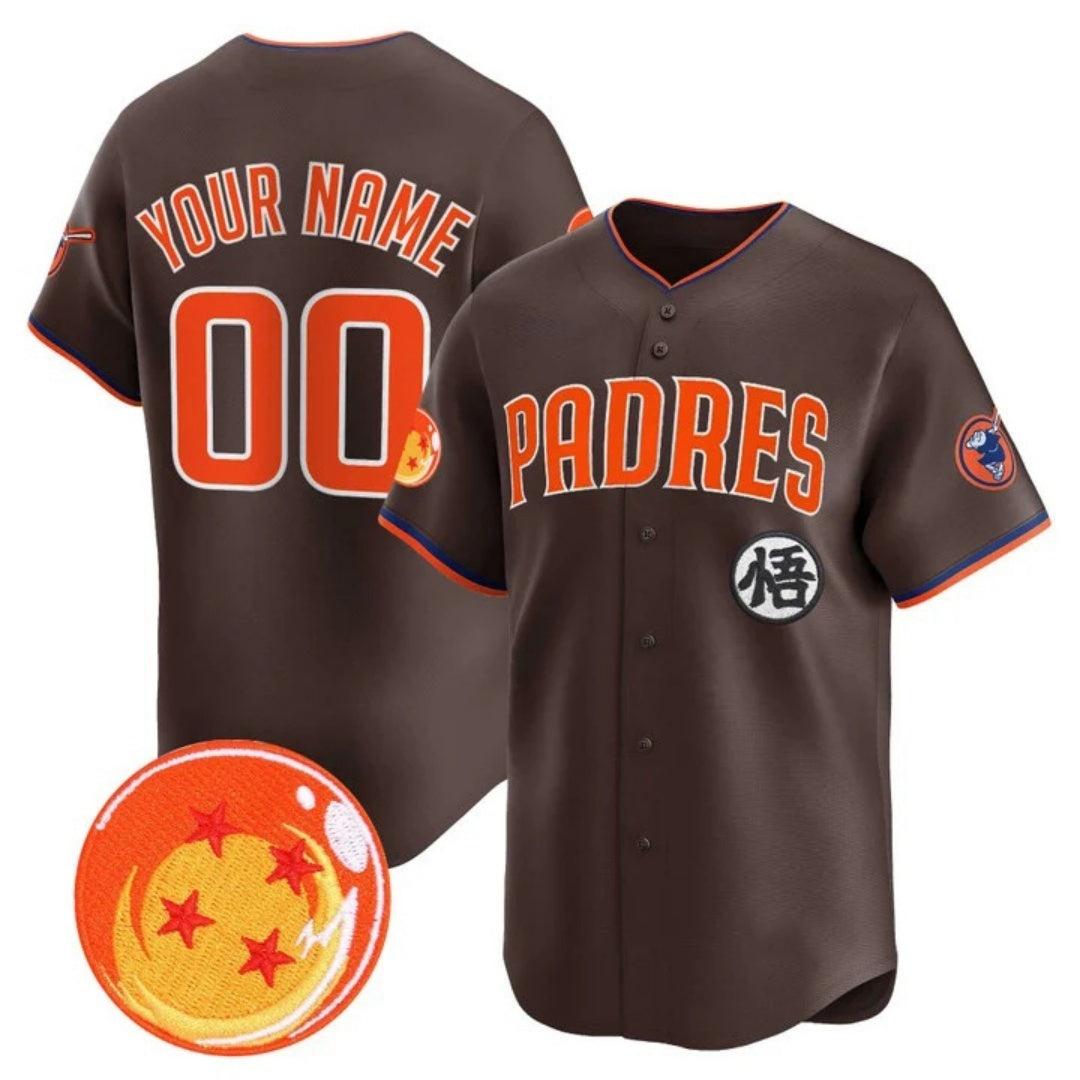 Custom San Diego Padres x Dragon Ball Brown MWATKINS Vapor Premier Limited Jersey - All Stitched