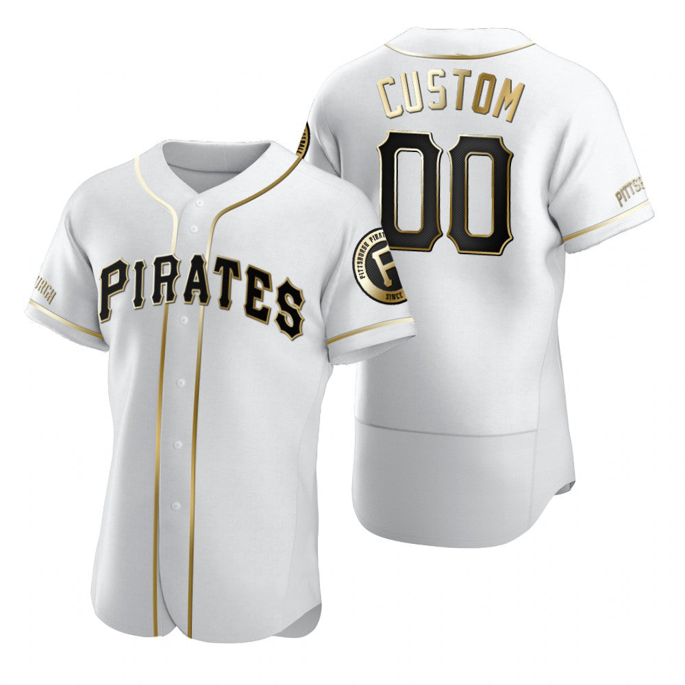 Custom Pittsburgh Pirates White MWATKINS Stitched Flex Base Golden Edition Jersey