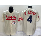 Los Angeles Angels #4 Andrew Velazquez Number Cream MWATKINS 2022 City Connect Cool Base Stitched Jersey