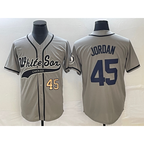 Chicago White Sox #45 Michael Jordan Number Grey MWATKINS Cool Base Stitched Jersey