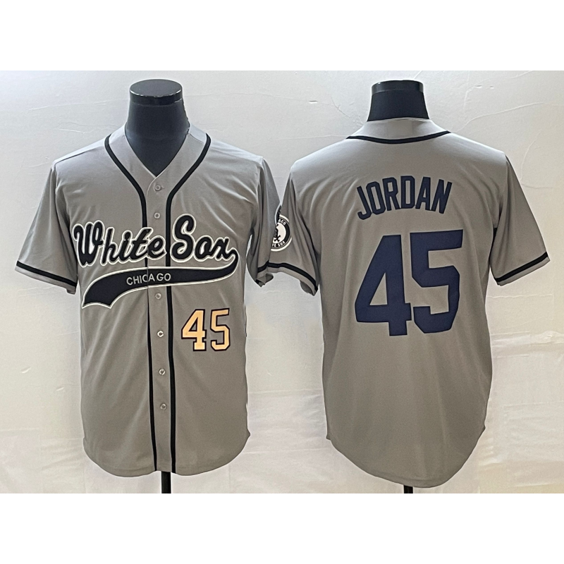 Chicago White Sox #45 Michael Jordan Number Grey MWATKINS Cool Base Stitched Jersey