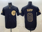 Chicago Cubs #8 lan Happ Black Gold MWATKINS 150th Anniversary Patch Stitched Jersey