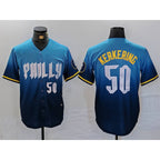 Philadelphia Phillies #50 Orion Kerkering Number Blue MWATKINS 2024 City Connect Limited Stitched Jersey