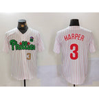 Philadelphia Phillies #3 Bryce Harper White Green MWATKINS Cool Base Stitched Jerseys