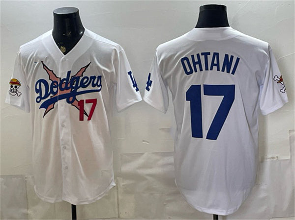 Los Angeles Dodgers x One Piece #17 Shohei Ohtani White MWATKINS Vapor Premier Limited Stitched Jersey