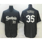 Chicago White Sox #35 Frank Thomas Black MWATKINS With Small Number 2021 City Connect Stitched Cool Base Jersey