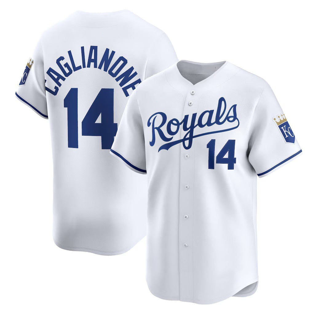 Kansas City Royals #14 Jac Caglianone White MWATKINS Home Limited Player Jersey