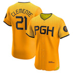 Pittsburgh Pirates #21 Roberto Clemente Gold MWATKINS City Connect Elite Player Jersey