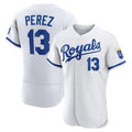 Kansas City Royals #13 Salvador Perez White MWATKINS Flex Base Stitched Jersey