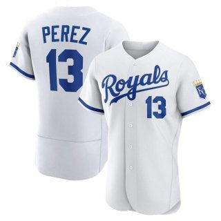 Kansas City Royals #13 Salvador Perez White MWATKINS Flex Base Stitched Jersey