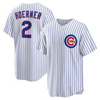 Chicago Cubs #2 Nico Hoerner White MWATKINS Replica Player Jersey