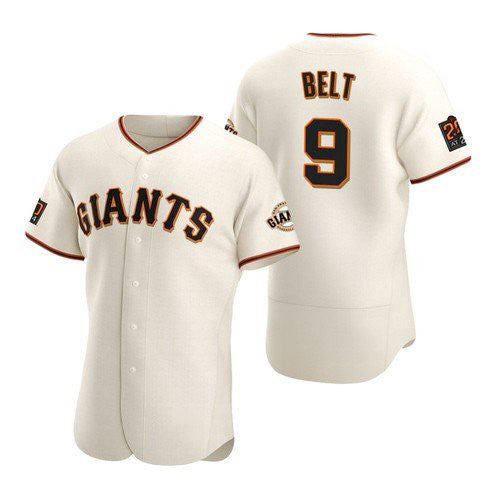 San Francisco Giants #9 Brandon Belt stitched Cream MWATKINS Jersey