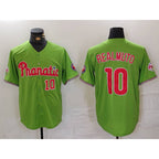 Philadelphia Phillies #10 JT Realmuto Number Green MWATKINS With Patch Stitched Cool Base Jersey