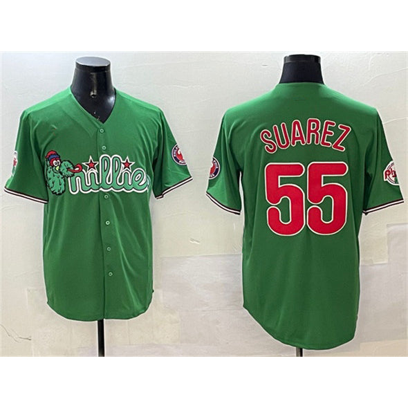 Philadelphia Phillies #55 Ranger Su¨¢rez Green MWATKINS Phanatic Limited Stitched Jersey