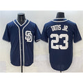 San Diego Padres #23 Fernando Tatis Jr. Navy MWATKINS Cool Base Stitched Jersey