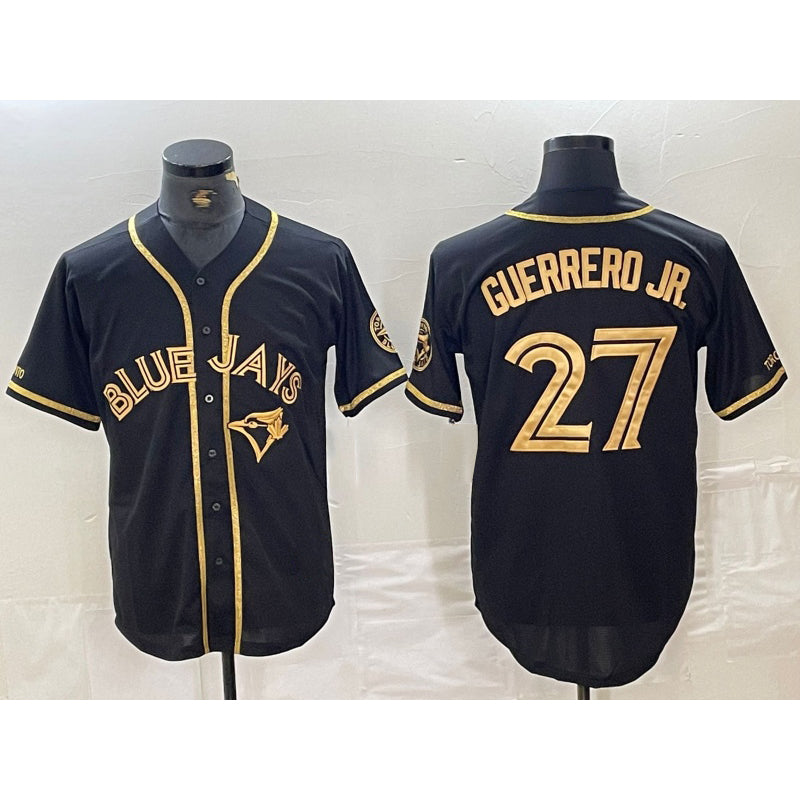 Toronto Blue Jays #27 Vladimir Guerrero Jr Black Gold MWATKINS Cool Base Stitched Jersey