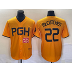 Pittsburgh Pirates #22 Andrew McCutchen Number Gold MWATKINS 2023 City Connect Stitched Jersey